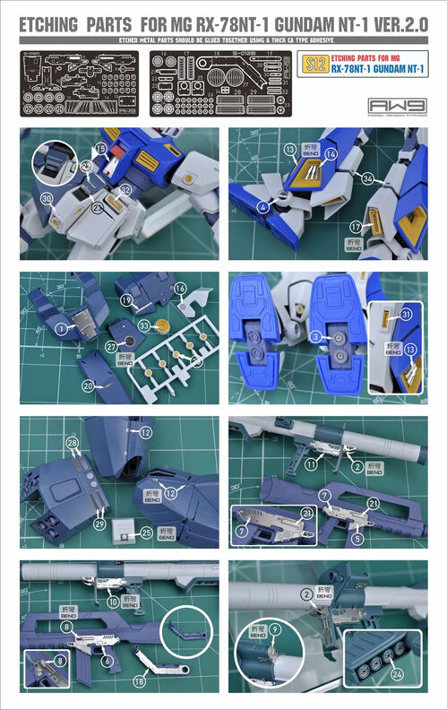 MADWORKS ETCHING PARTS -S12- MG RX-78NT-1 GUNDAM NT-1 VER 2.0