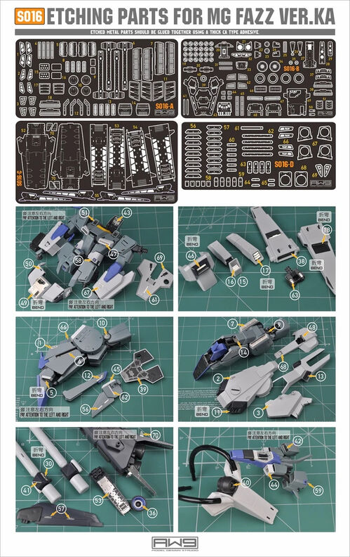 MADWORKS ETCHING PARTS -S16- MG FAZZ VER. KA + WATERSLIDE DECALS