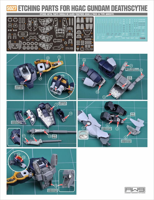 MADWORKS ETCHING PARTS -S27- HGAC GUNDAM DEATHSCYTHE + WATERSLIDE DECALS