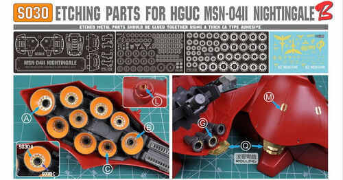 MADWORKS ETCHING PARTS S30- HGUC MSN-04II NIGHTINGALE PART B + WATERSLIDE DECALS