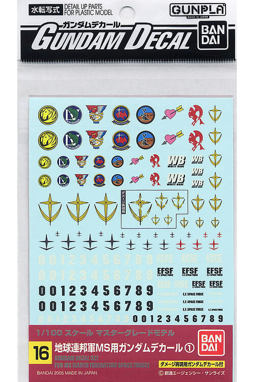 GUNDAM DECAL -016- MG SET FOR MS EARTH FEDERATION SPACE FORCE