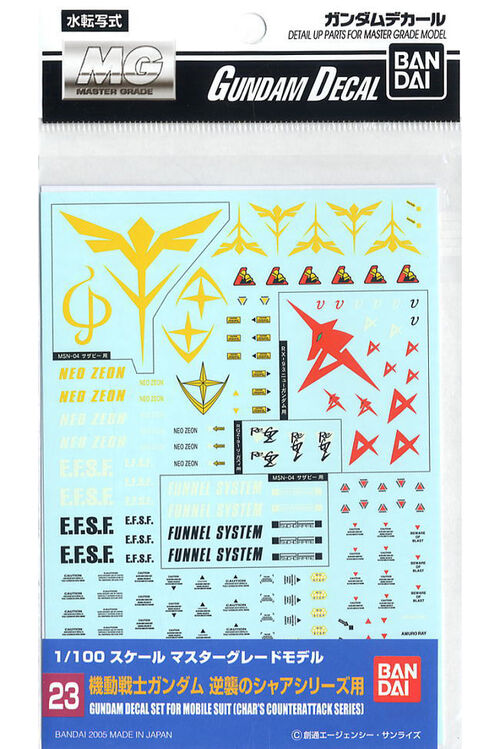 GUNDAM DECAL -023- MG SET FOR MS CHAR'S COUNTERATTACK SERIES