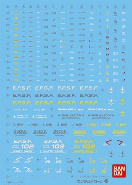 GUNDAM DECAL -052- MG RX-78-2 GUNDAM VER2.0