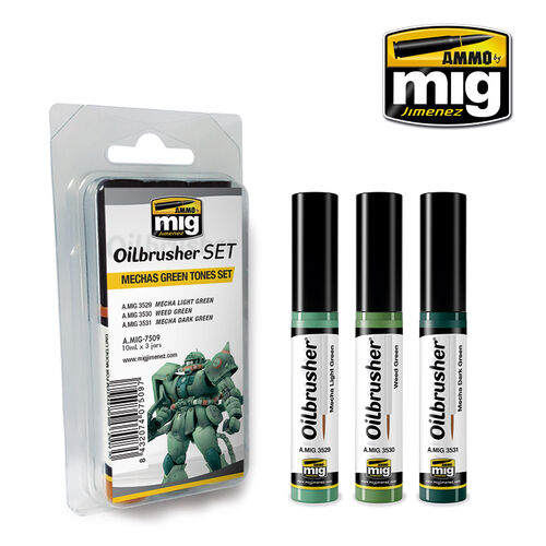 AMMO MIG Oilbrusher Set - Mechas Green Tones Set