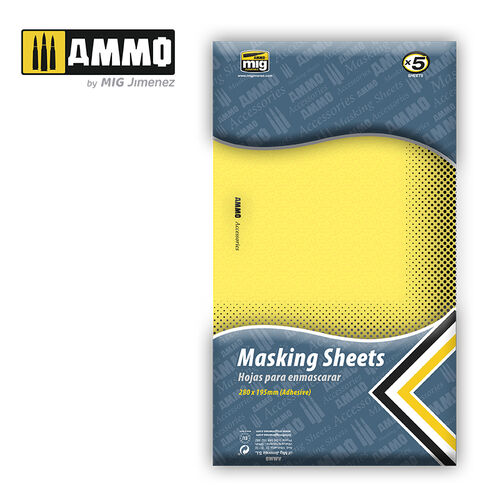 AMMO MIG MASKING SHEETS X5 SHEETS 280X195MM ADHESIVE