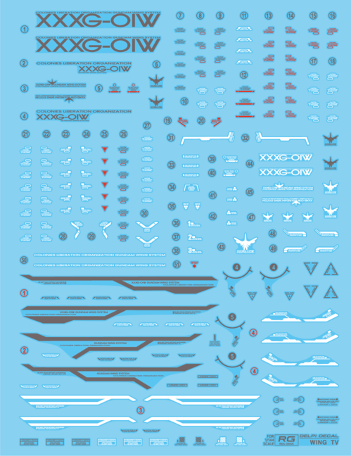 DELPI DECAL - 1/144 RG - WING TV WATER DECAL - NORMAL