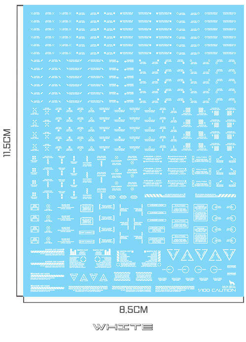 DELPI DECAL - 1/100 - MECHANICAL CAUTION WATER DECAL - WHITE