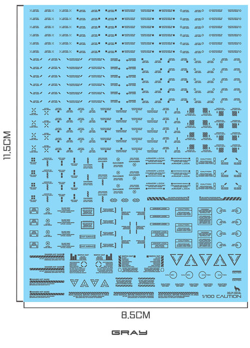 DELPI DECAL - 1/100 - MECHANICAL CAUTION WATER DECAL - GRAY