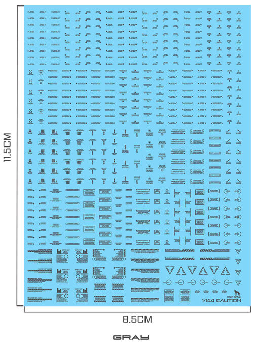 DELPI DECAL - 1/144 - MECHANICAL CAUTION WATER DECAL - GRAY