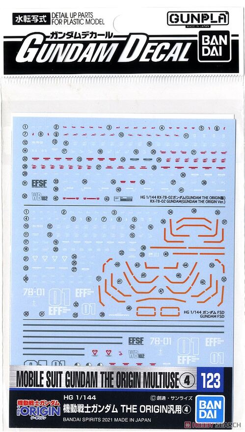 GUNDAM DECAL -123- HG MS GUNDAM ORIGIN MULTIUSE 4