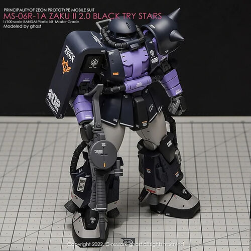 G REWORK -MG- MS-06R-1A ZAKU II -  BLACK TRY STARS