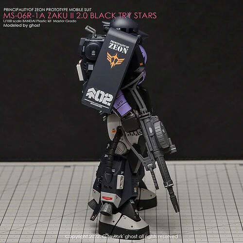 G REWORK -MG- MS-06R-1A ZAKU II -  BLACK TRY STARS